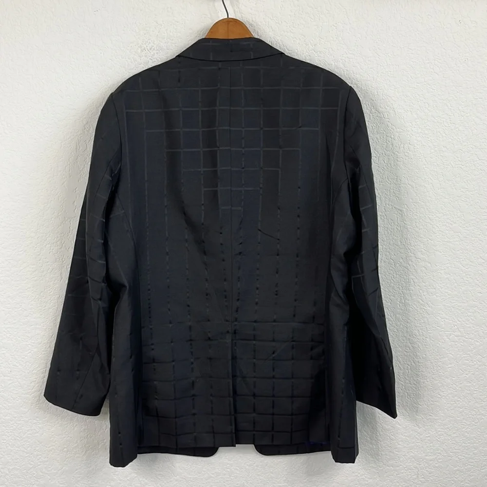 Issey Miyake Black Wool Blend Grid Blazer - Picture 9 of 16